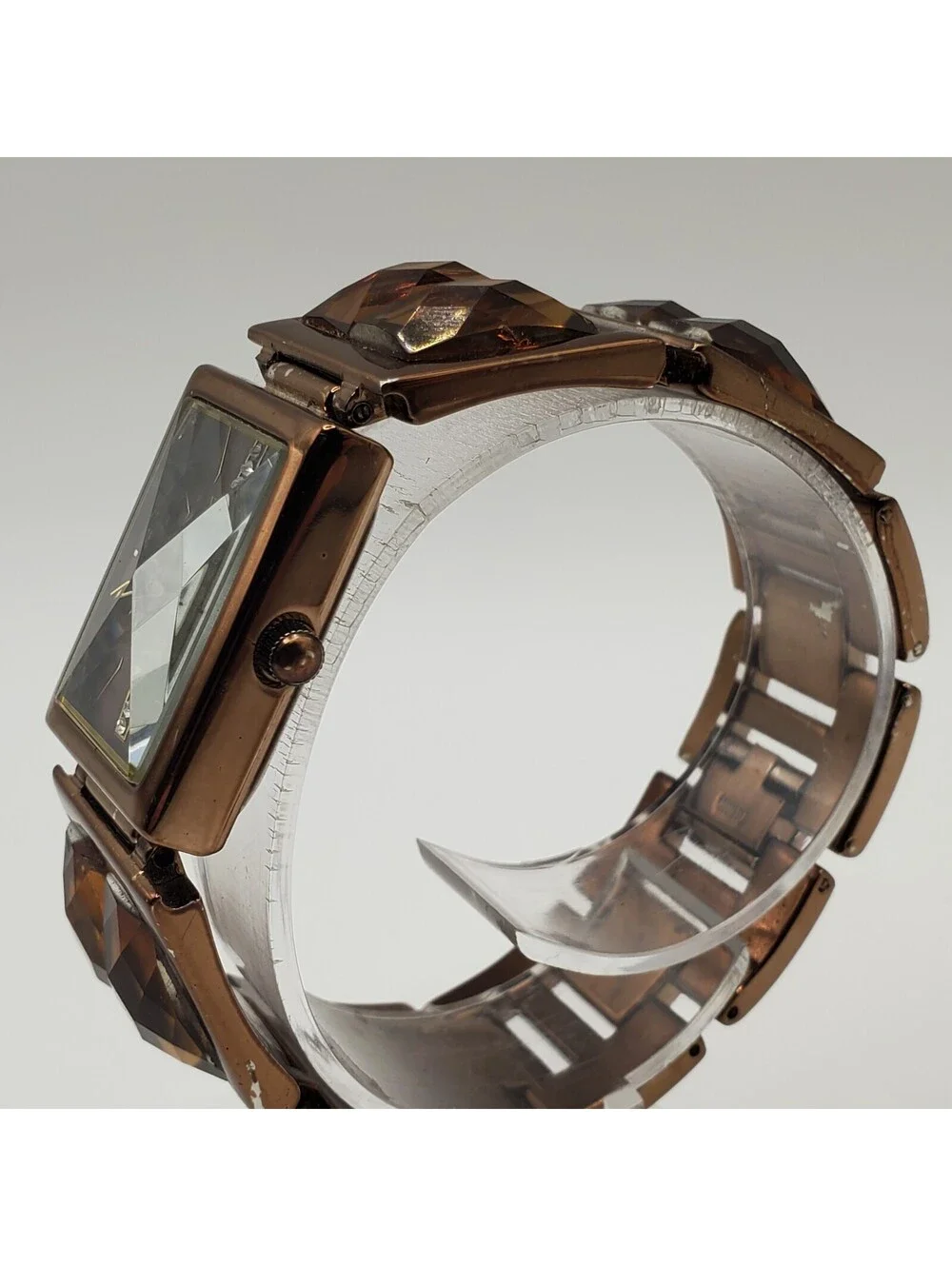 Valletta Rectangle Prisim Watch Women 21mm Bronze Tone New Battery